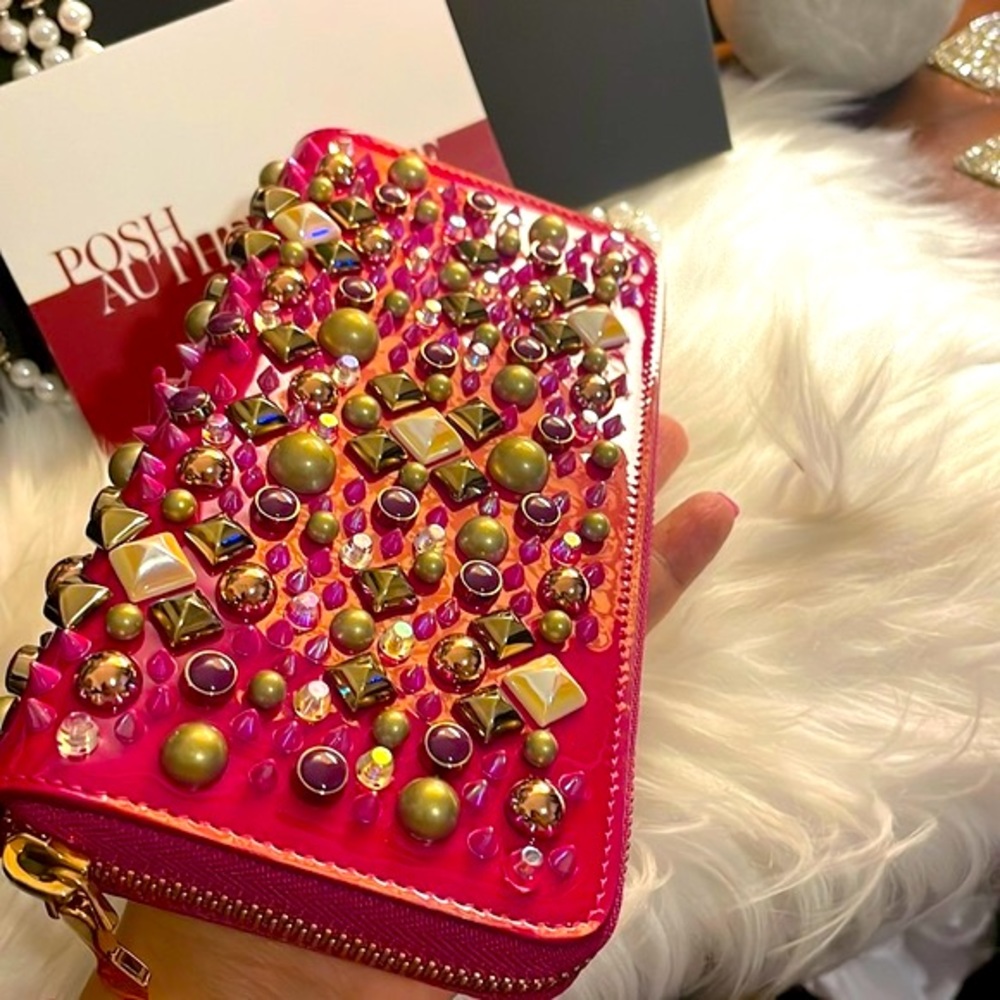 NWOT 💗Authentic 💗Christian Louboutin• Pannettone Studded Wallet - Picture 4 of 17